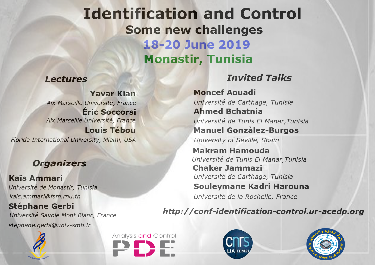 Poster. Identification and Control in Monastir 2019